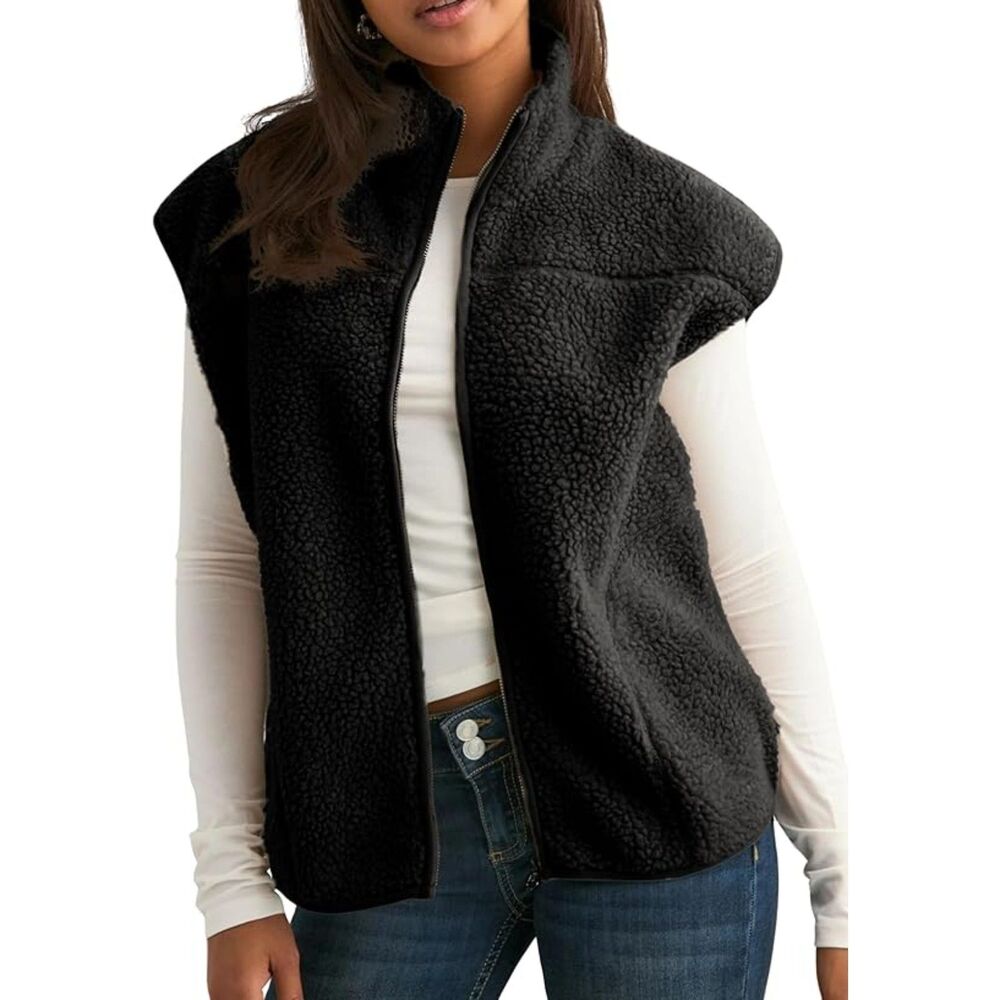 Fuzzy Sherpa Fleece Vest, XS, 9B-191T006
